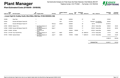 Plant Manager Financial Report