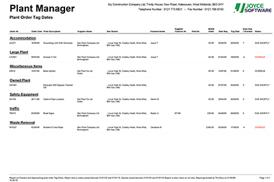 Plant Manager Plant Tagging Report